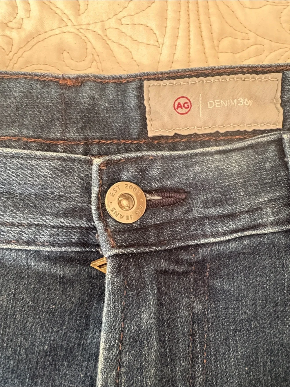 Ag Adriano Goldschmied Men's Straight Jeans in Dark Blue Denim